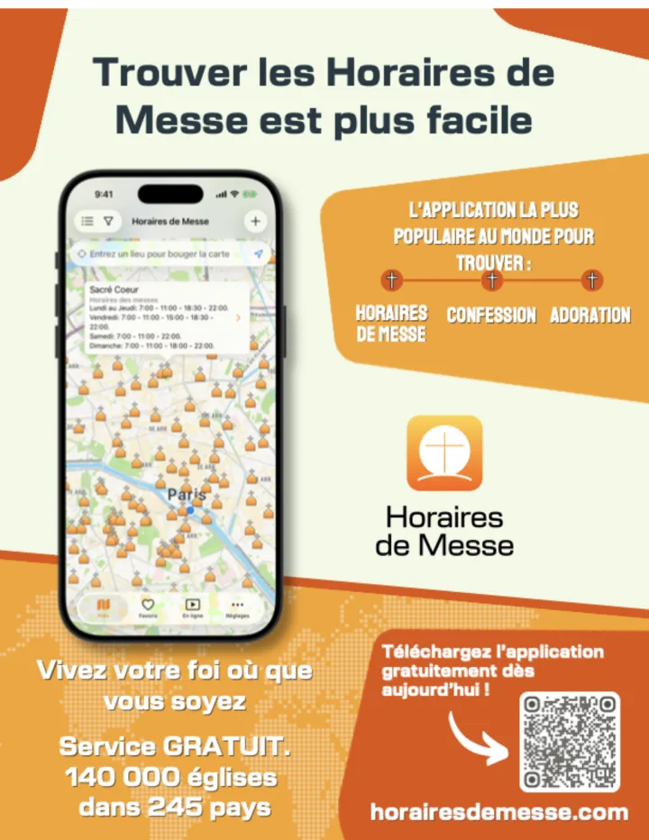 Horaires de Messe - Partagez cette application en publiant cette affiche sur le babillard de votre paroisse.